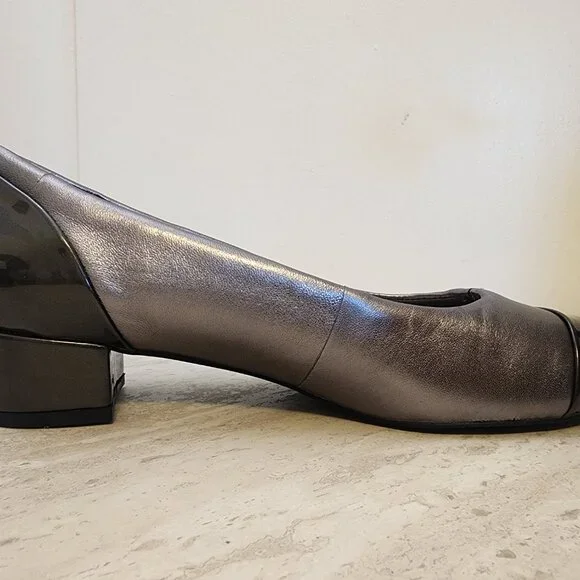 Trotters Daisy Pump Women's Shoes Taupe/ Pewter Size US 8.5 Block Heel - Picture 3 of 11